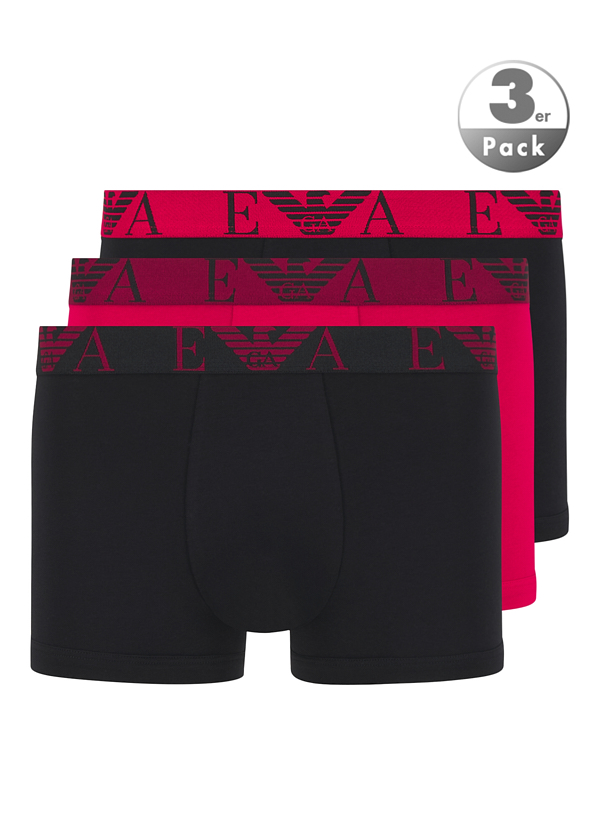 Trunks, Baumwoll-Stretch, schwarz-rot