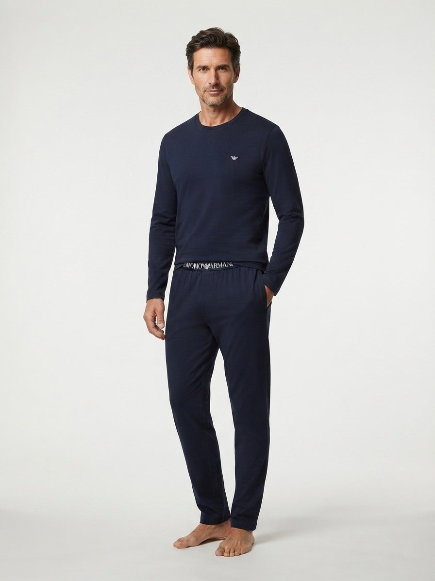 Pyjama, Baumwoll-Jersey, dunkelblau