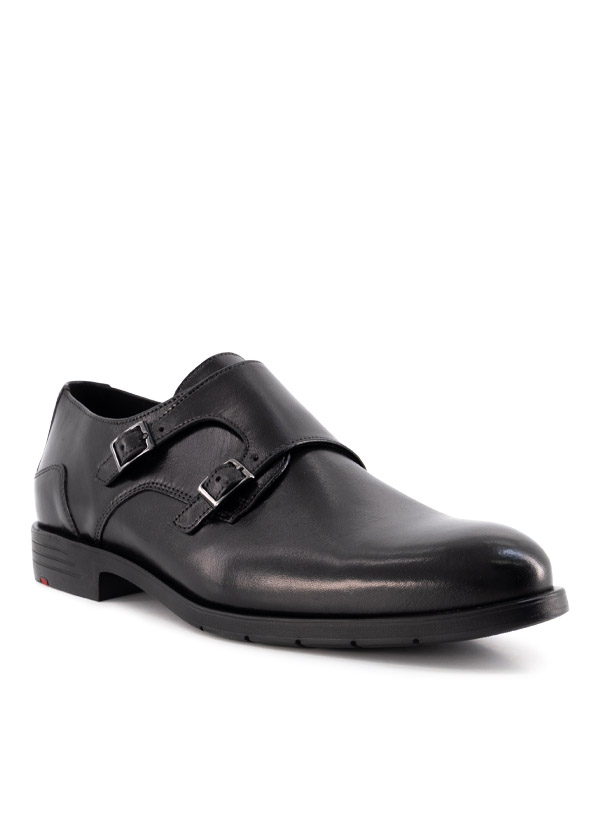 Doppelmonk Eezy, Leder, schwarz