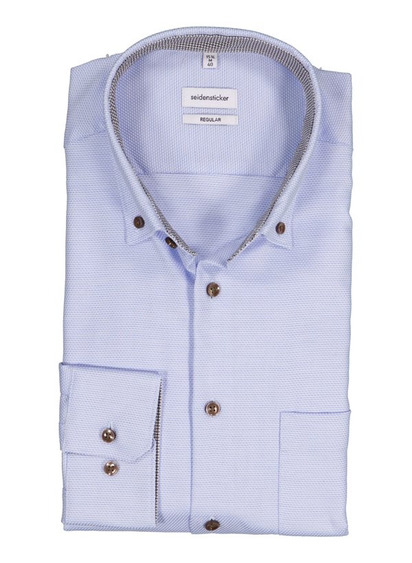 Seidensticker Herren Hemd blau Baumwolle