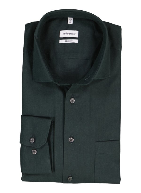Hemd, Comfort, Twill, Kent, Brusttasche, dunkelgrün