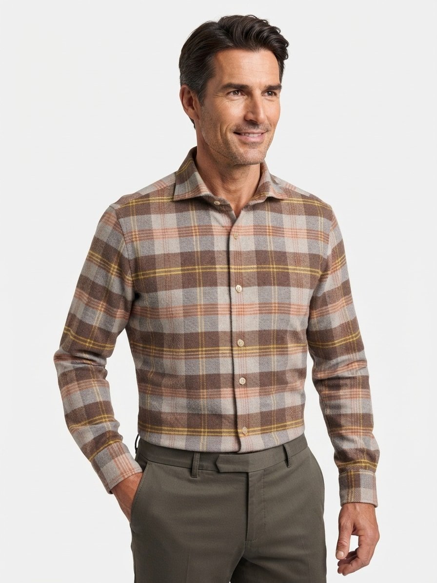 Hemd, Comfort, Flanell, Kent, braun-multicolor