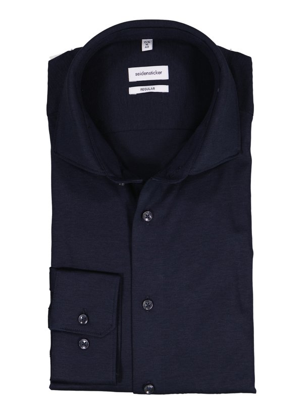 Hemd, Regular, Jersey atmungsaktiv, Kent, dunkelblau