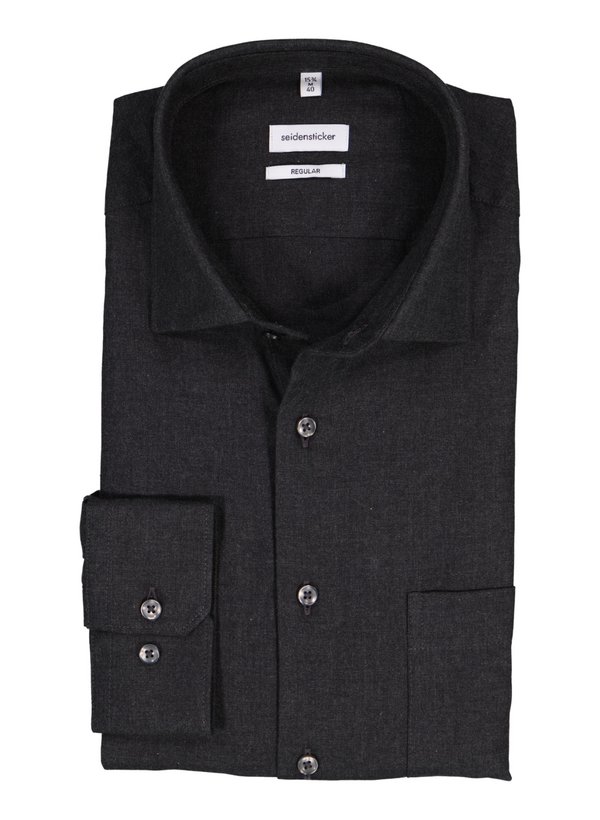 Hemd, Regular, Twill, Kent, Brusttasche, anthrazit