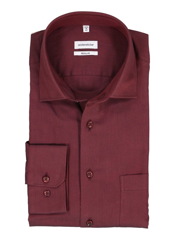 Hemd, Regular, Twill, Kent, Brusttasche, weinrot