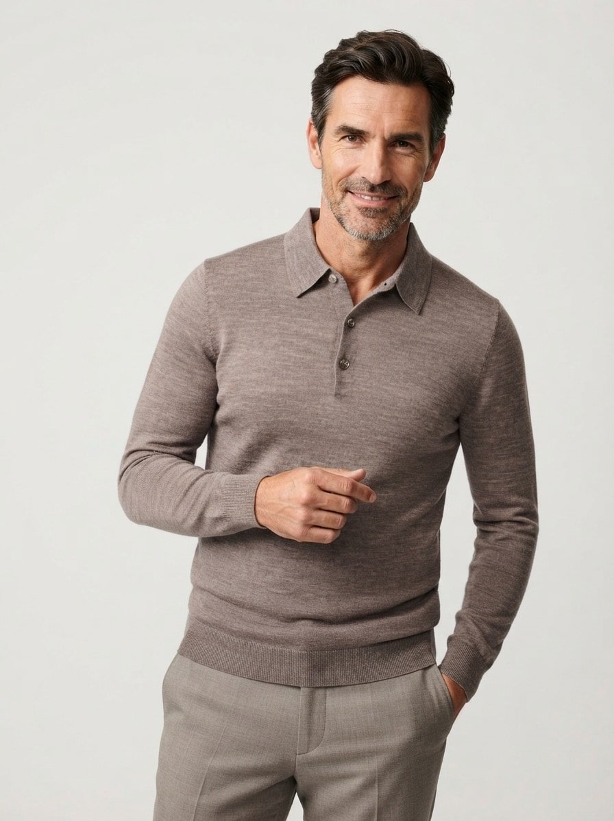 Pullover, Merinowolle, braun meliert