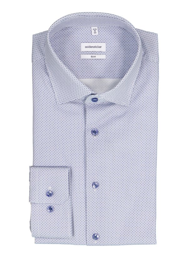 Hemd, Slim, Twill,Kent, blau-weiß