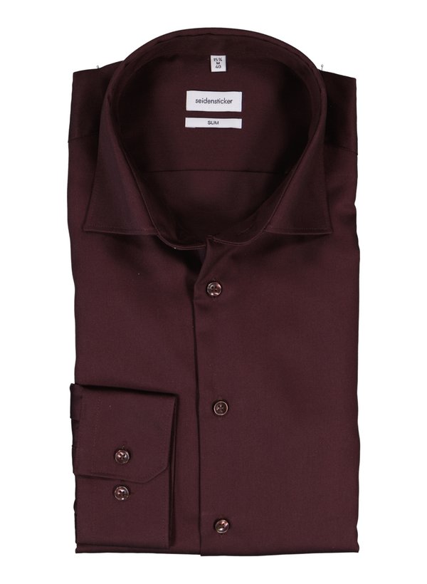 Hemd, Slim, Twill, Kent, dunkelrot
