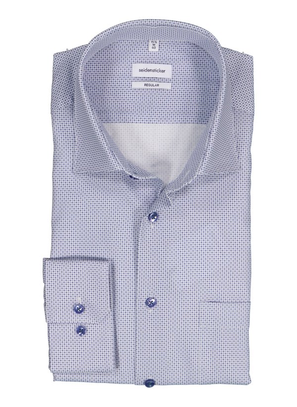 Hemd, Regular, Twill, Kent, Brusttasche, blau-weiß