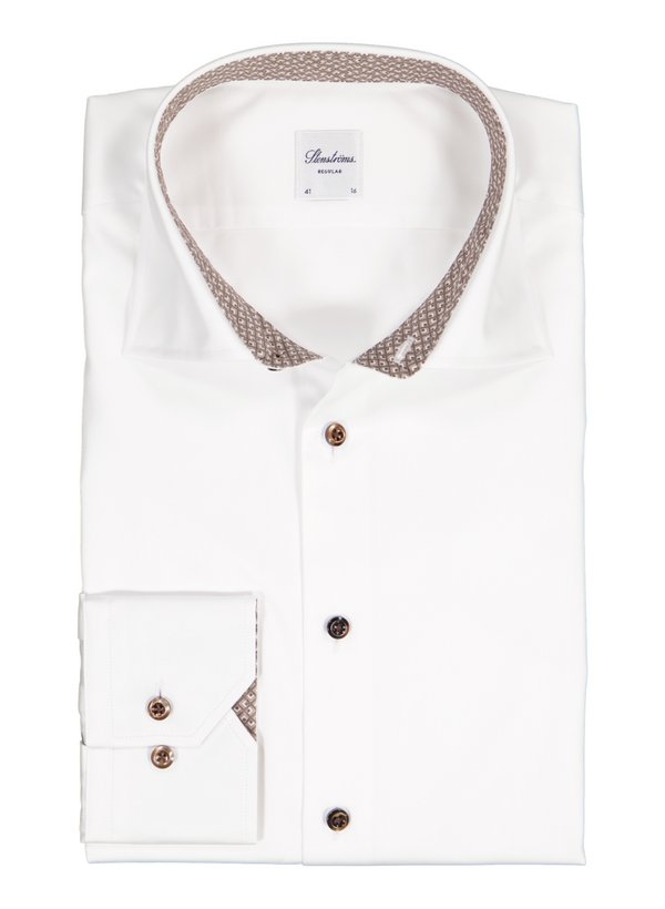 Hemd, Regular, Twill, Kent, weiß