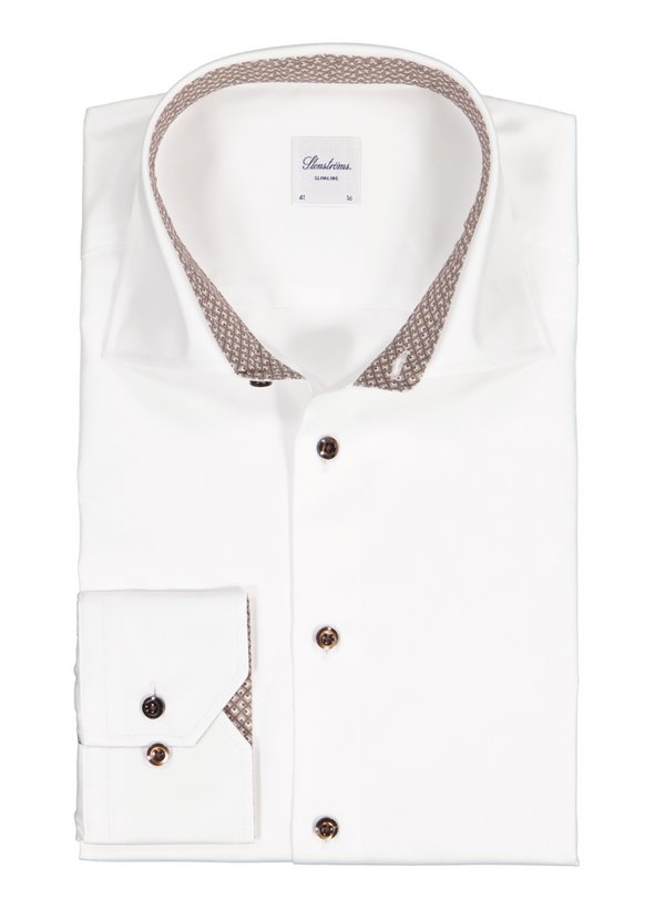 Hemd, Slimline, Twill, Kent, weiß