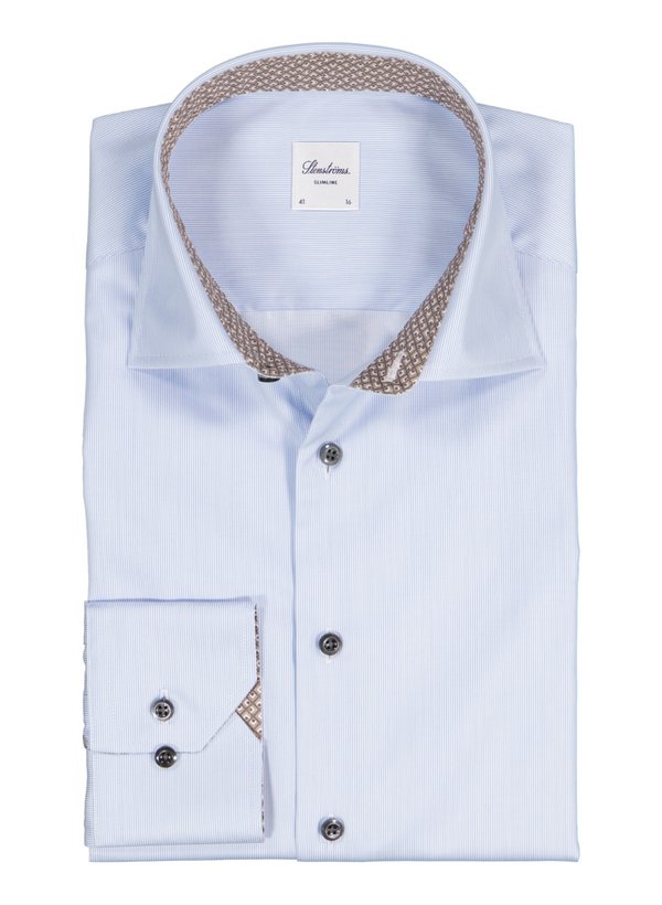 Hemd, Slimline, Twill, Kent, hellblau gestreift