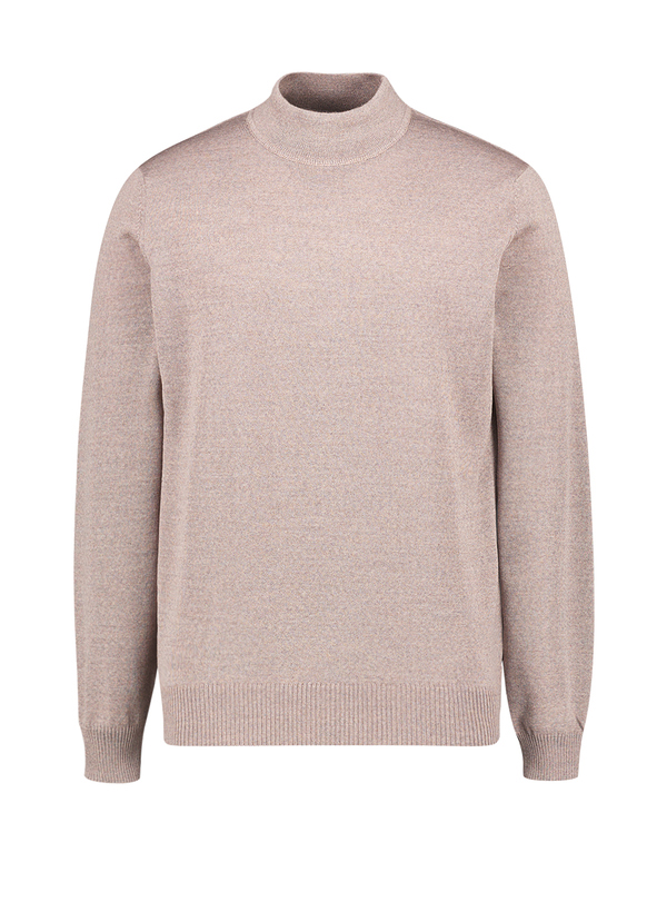 Stehkragenpullover, Merinowolle superwashed, braun meliert