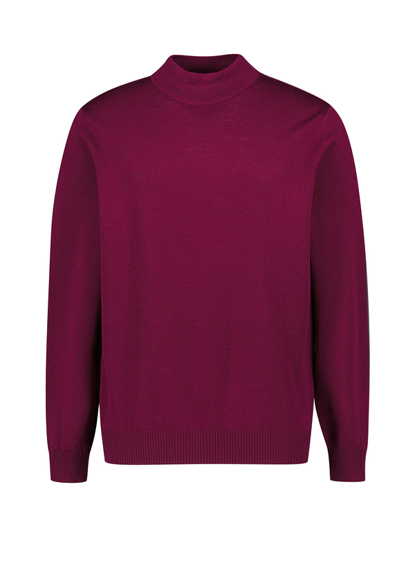 Stehkragenpullover, Merinowolle superwashed, dunkelrot meliert
