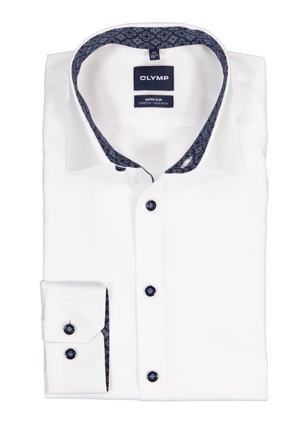 Hemd, Super Slim, Baumwoll-Stretch, Kent, weiß-blau