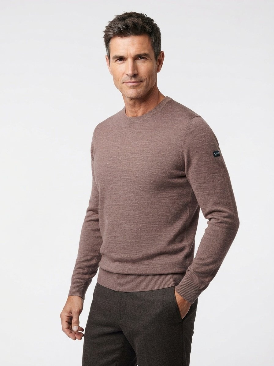 Pullover, Merinowolle superwash, dunkelbraun meliert