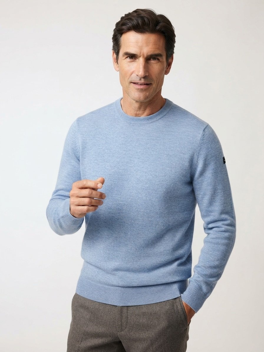 Pullover, Merinowolle superwash, blau meliert