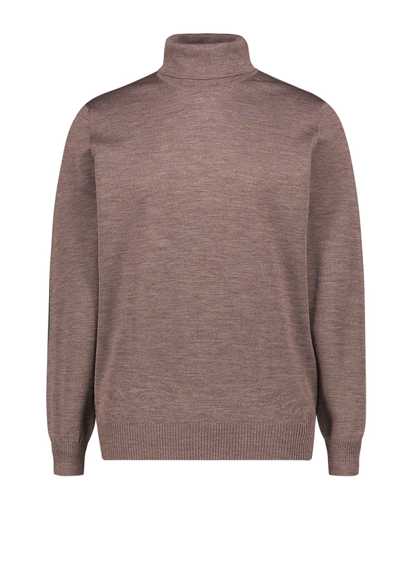 Rollkragen Pullover, Merinowolle waschbar, braun meliert