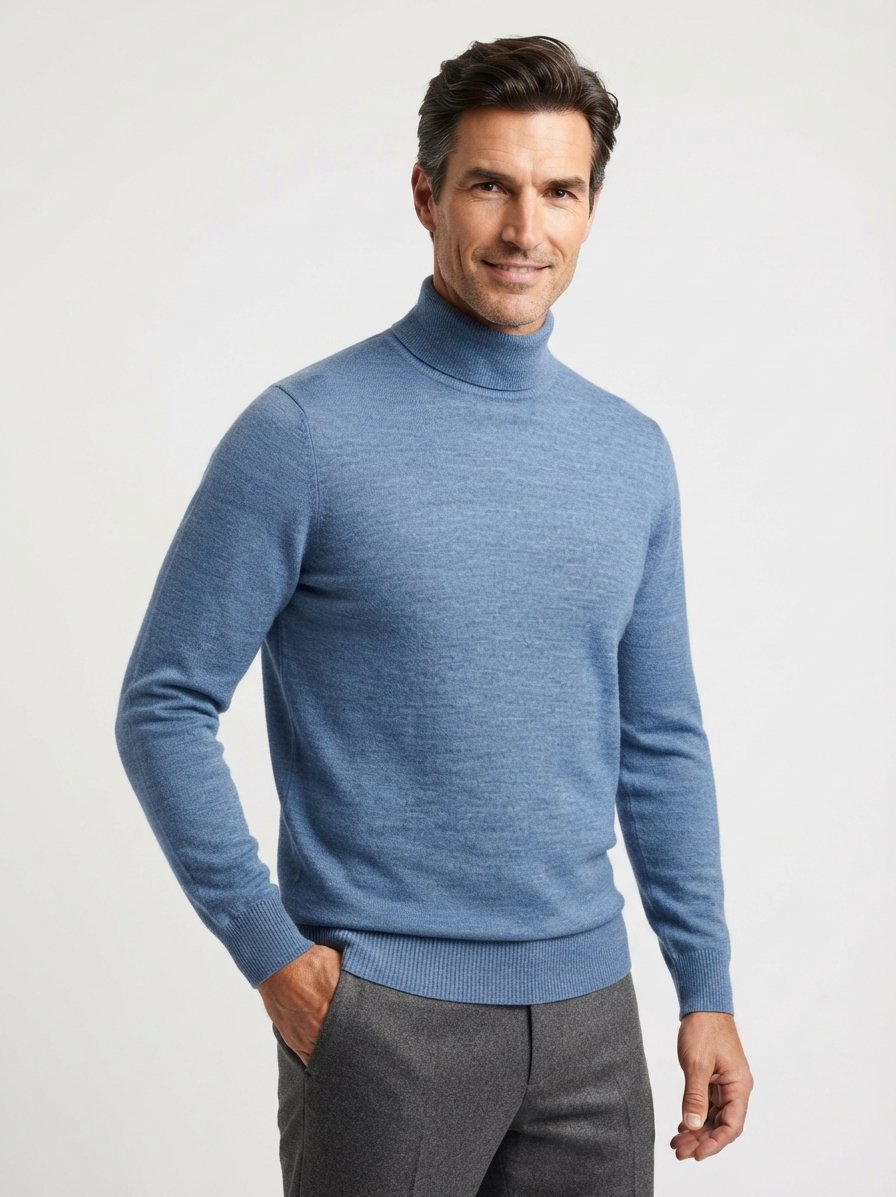 Pullover, Merinowolle waschbar, blau meliert