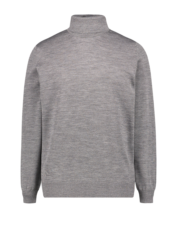 Rollkragen Pullover, Merinowolle waschbar, grau meliert