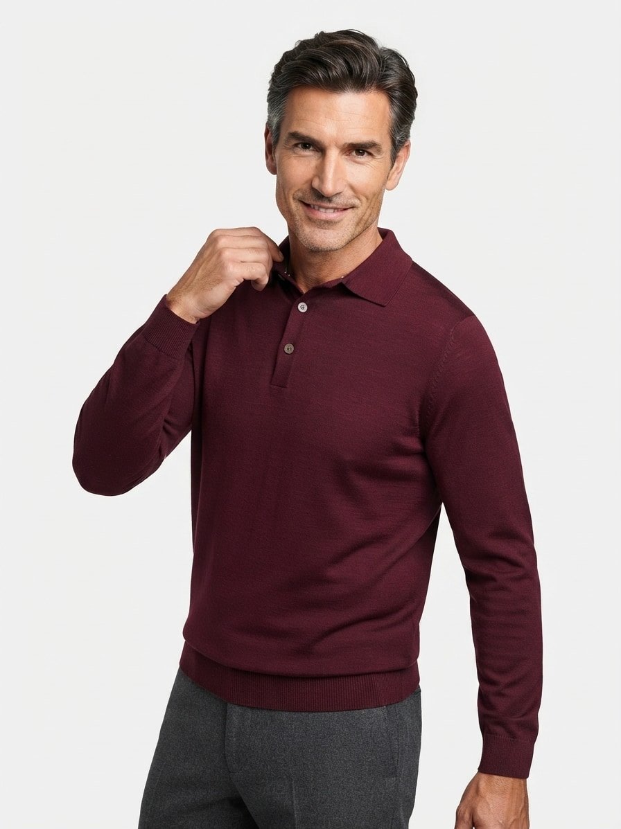 Pullover, Modern Fit, Merinowolle superwash, dunkelrot meliert