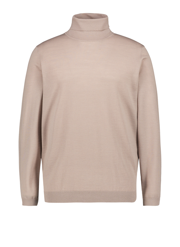 Rollkragenpullover, Modern-Fit, Merinowolle, beige meliert