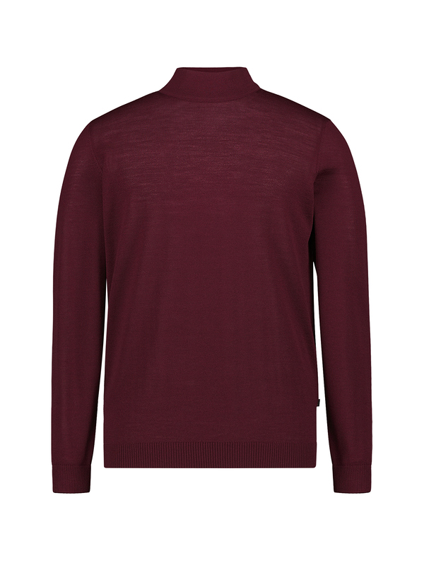 Stehkragen, Modern Fit, Merinowolle superwash, dunkelrot meliert