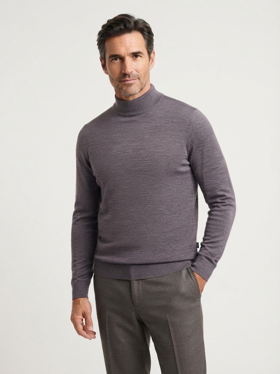 Stehkragen, Modern Fit, Merinowolle superwash, navy