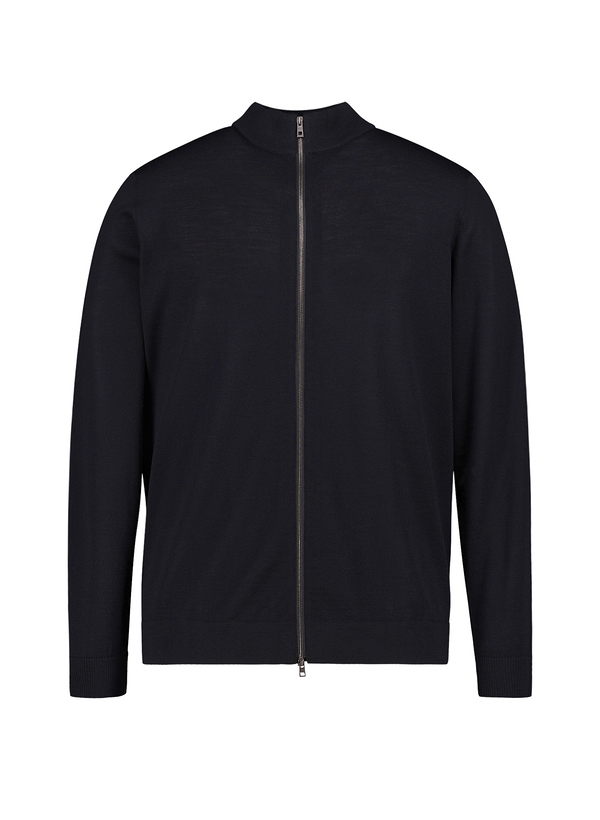 MAERZ Muenchen Herren Strickjacke blau Merinowolle unifarben