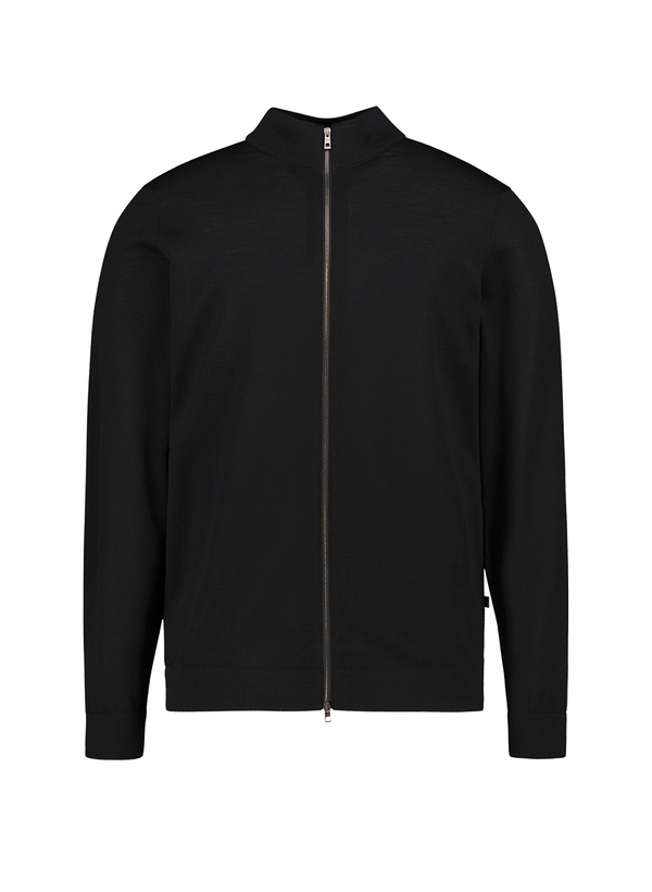 MAERZ Muenchen Herren Strickjacke schwarz Merinowolle unifarben