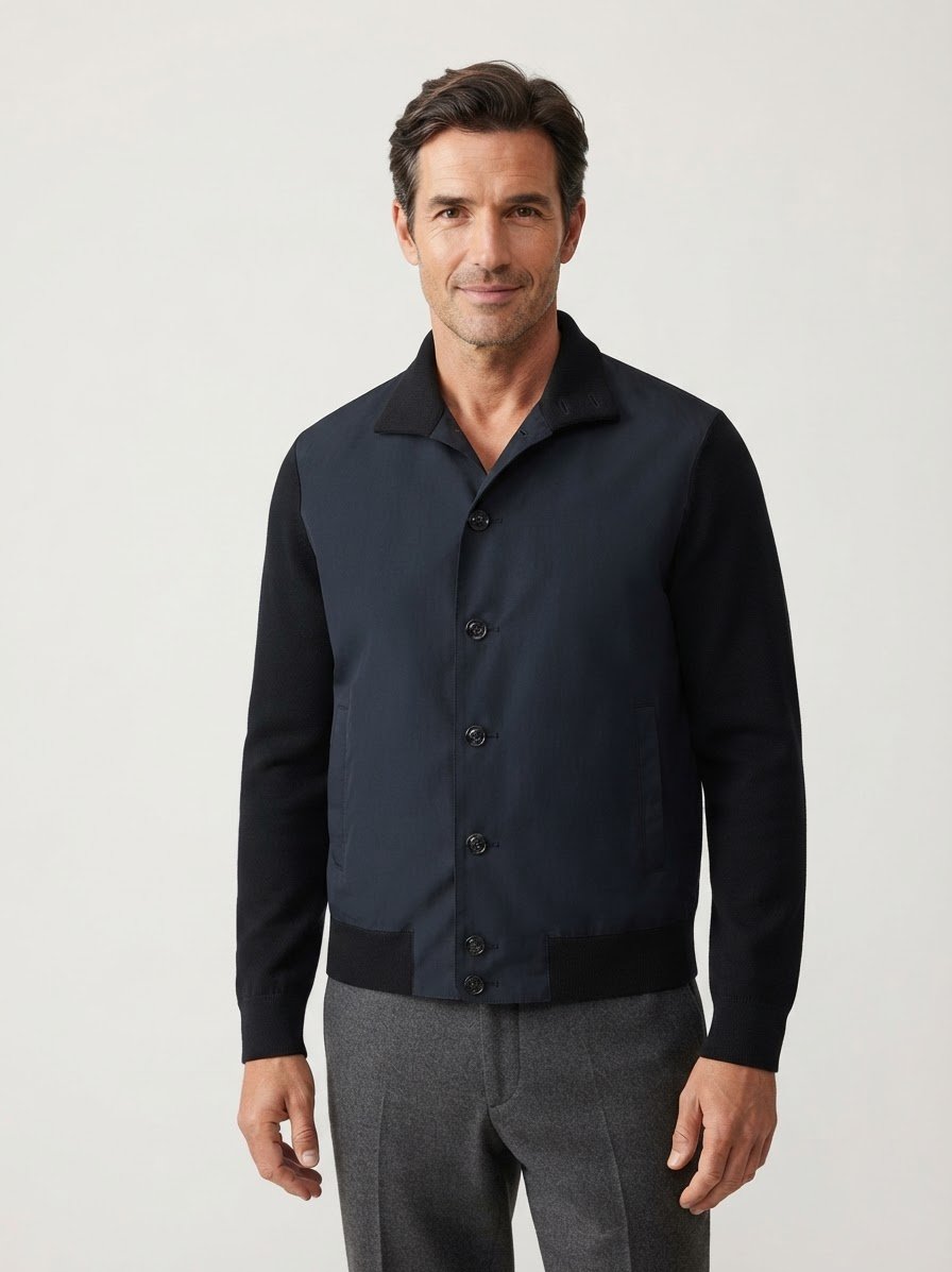 Strickjacke, Schurwolle-Materialmischung, navy