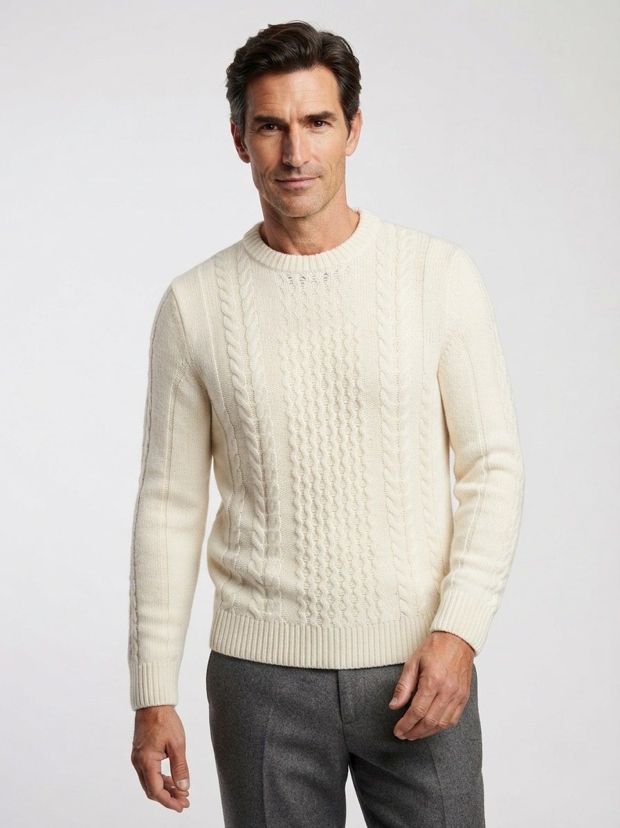 Pullover, Schurwolle-Alpaka, ecru