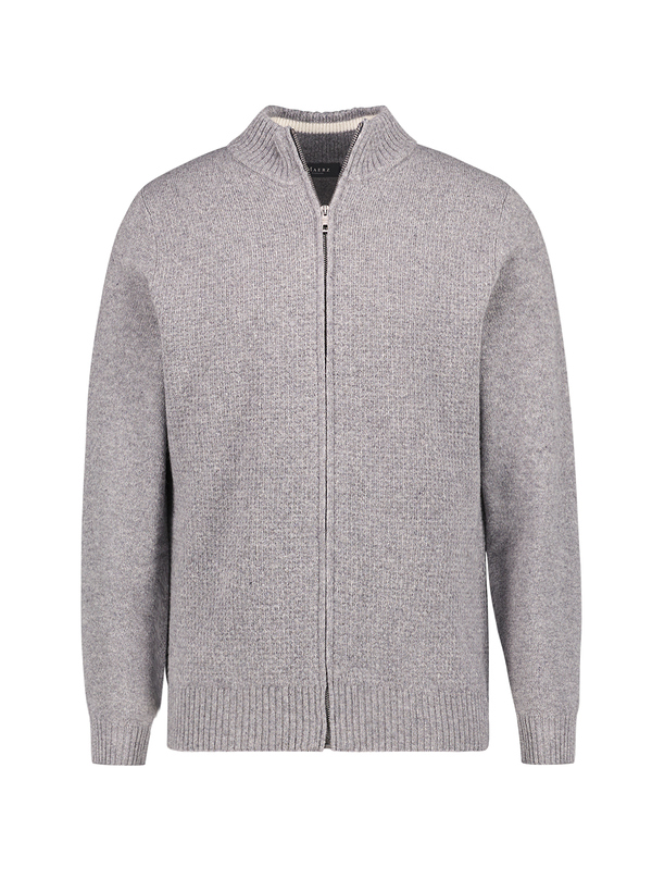 Cardigan, Merinowolle, grau-melange, strukturiert