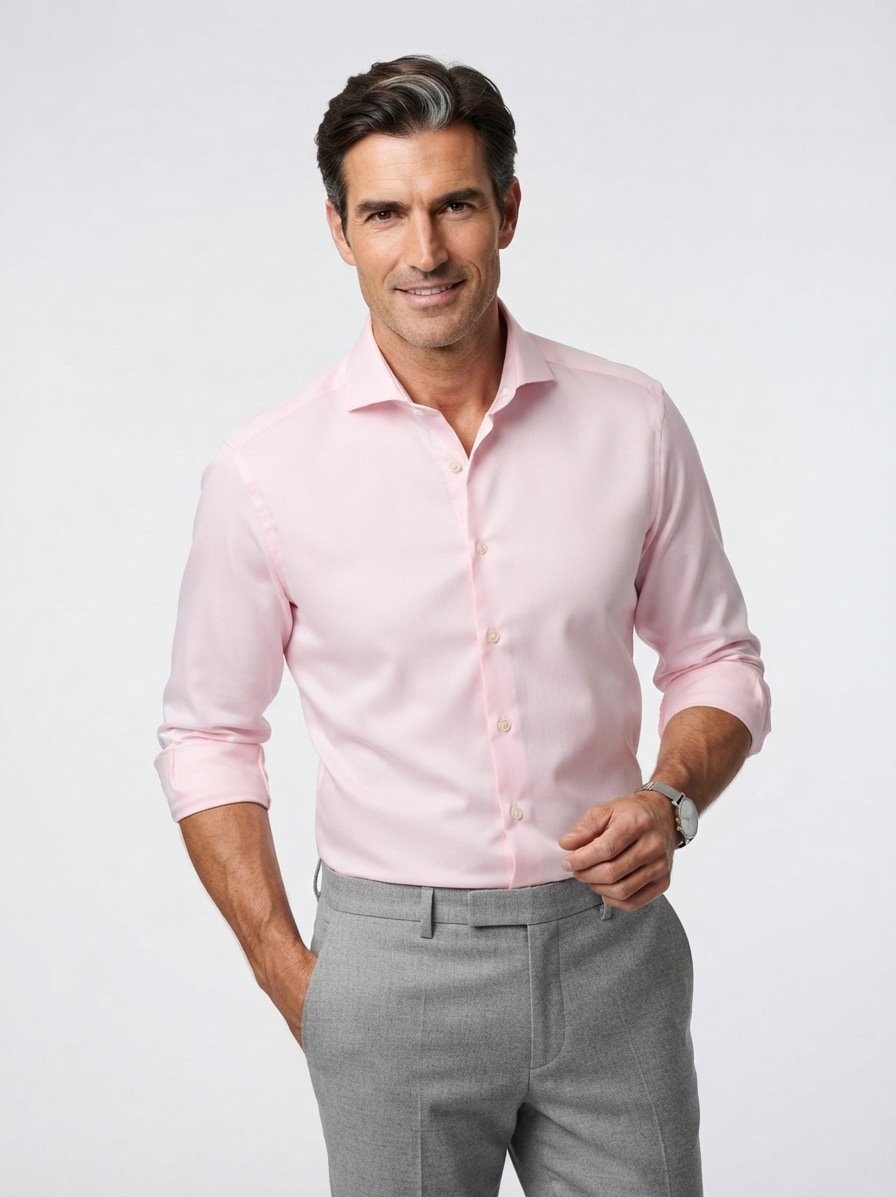 Hemd, Slim, Baumwoll-Stretch, Blickdicht, Hai, rosa