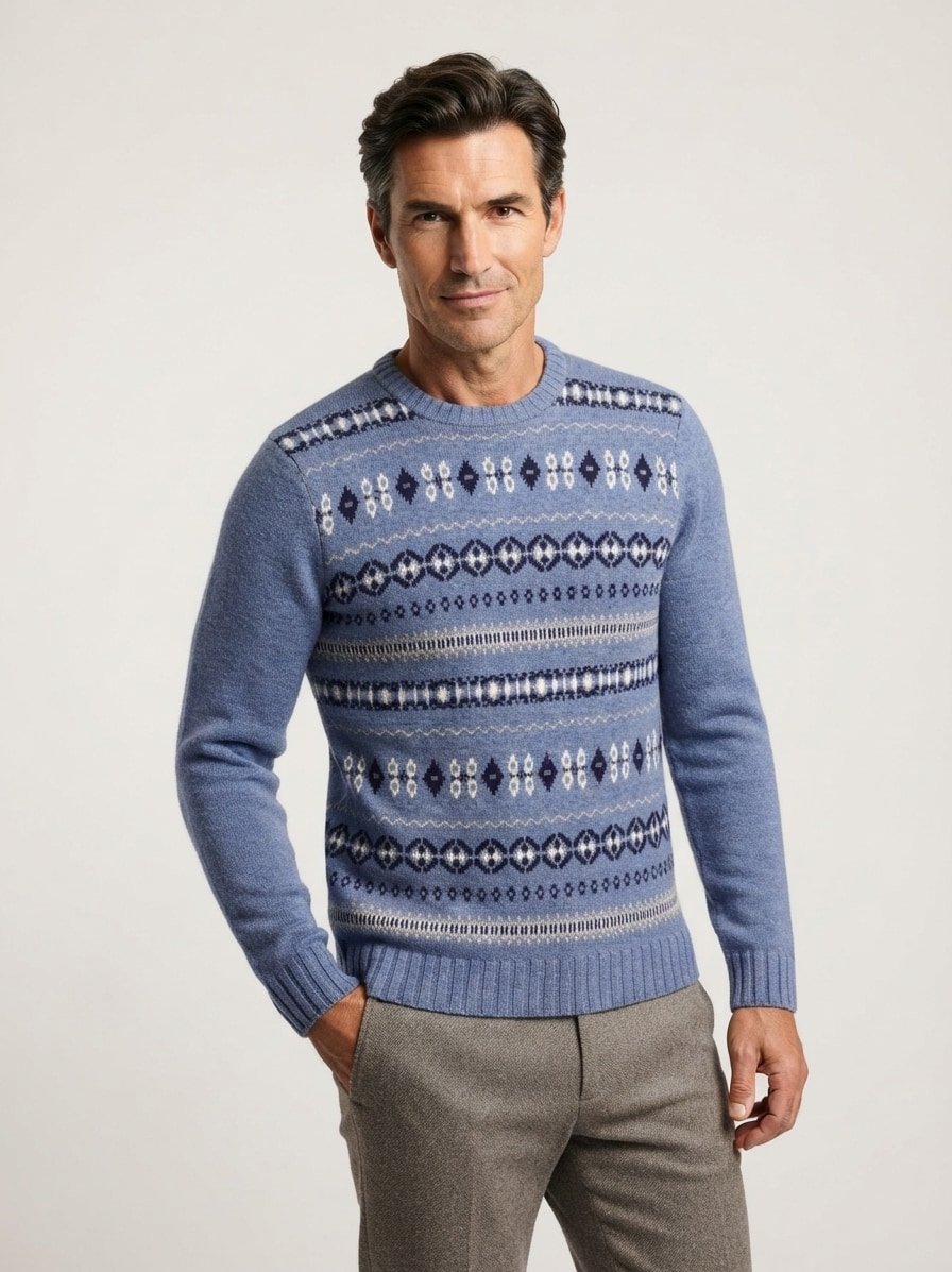 Pullover, Wolle-Kaschmir, mittelblau
