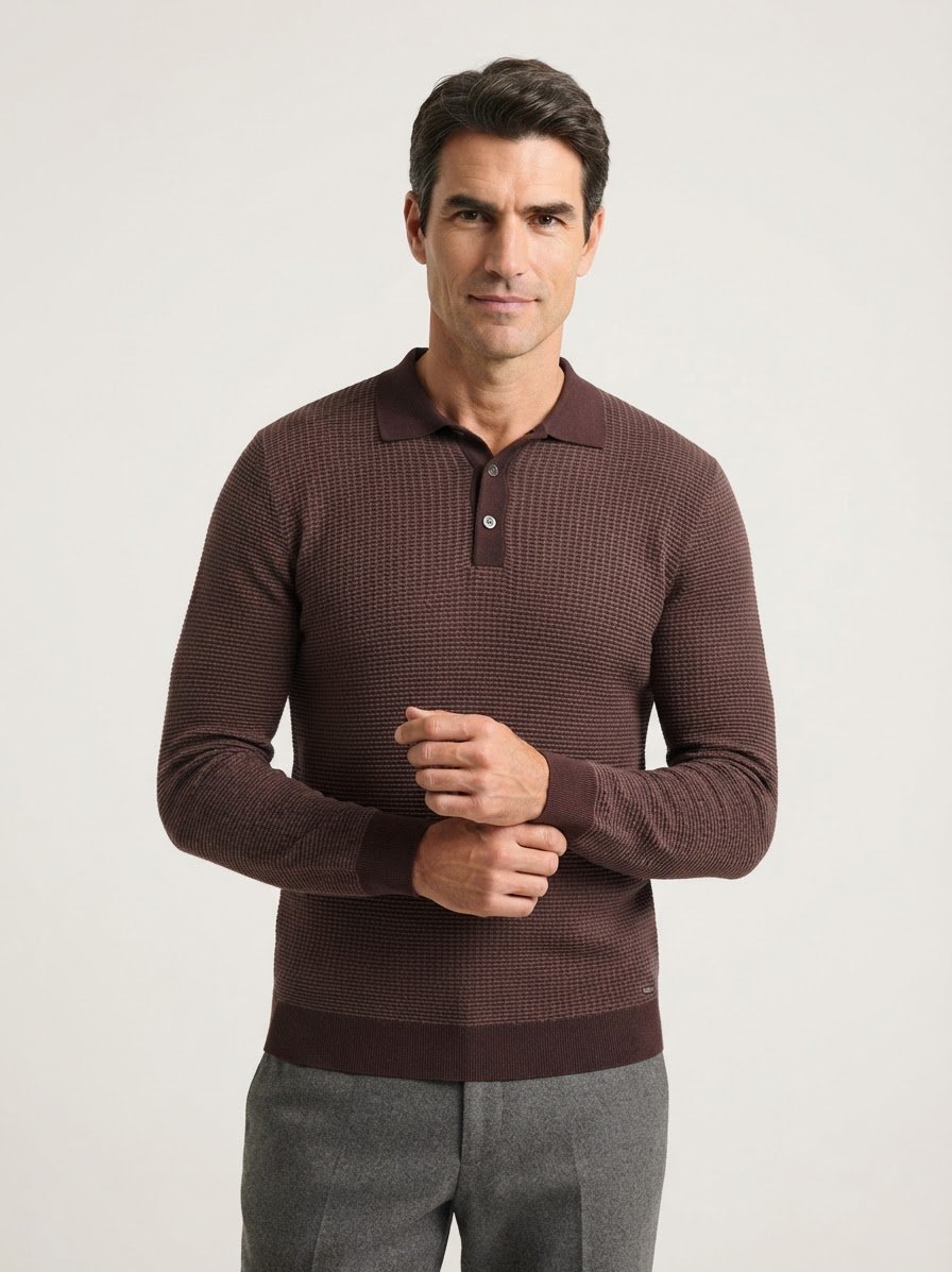 Pullover, Baumwolle, braun-beige strukturiert