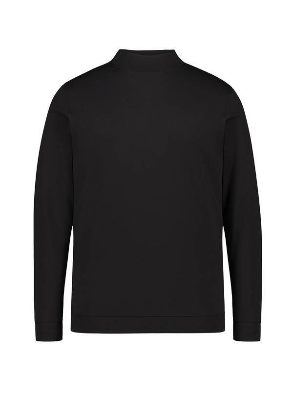 Longsleeve, Stehkragen, Pima Baumwolle, schwarz