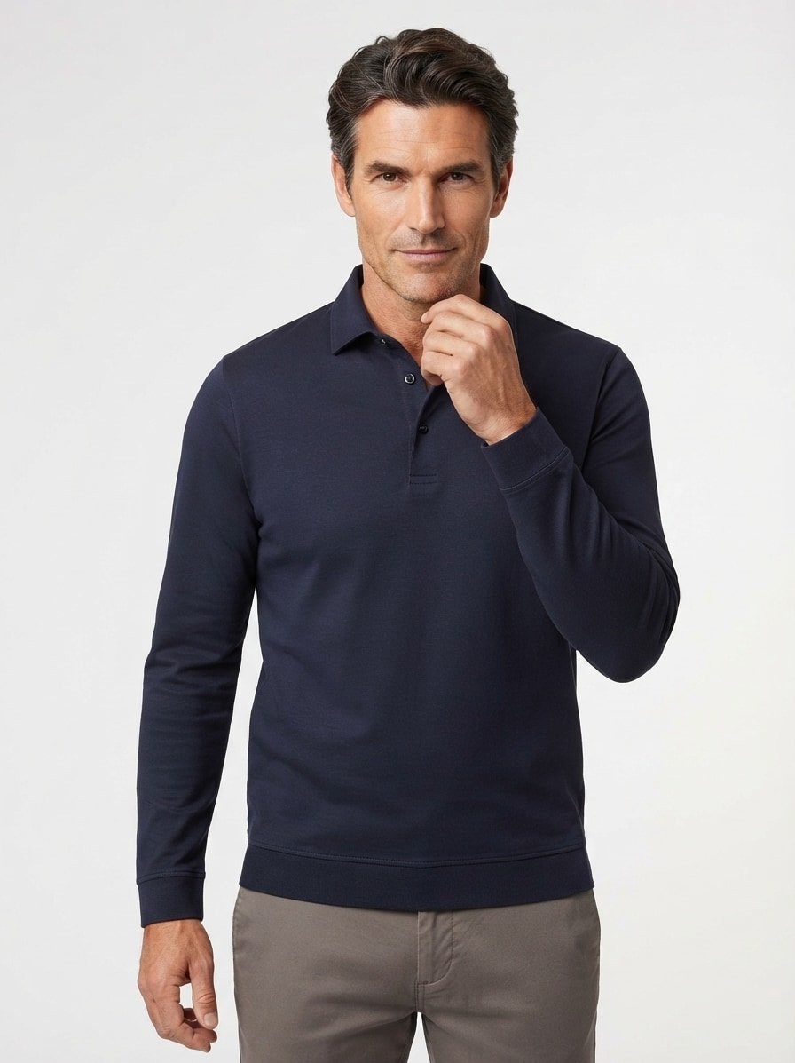 Polo-Shirt, Baumwoll-Jersey, dunkelblau