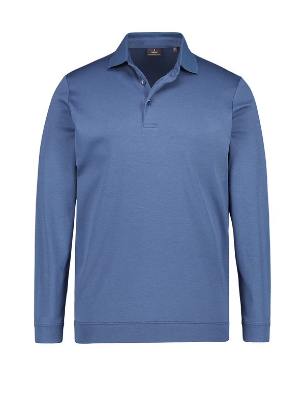 Polo-Shirt, Baumwoll-Jersey, rauchblau meliert