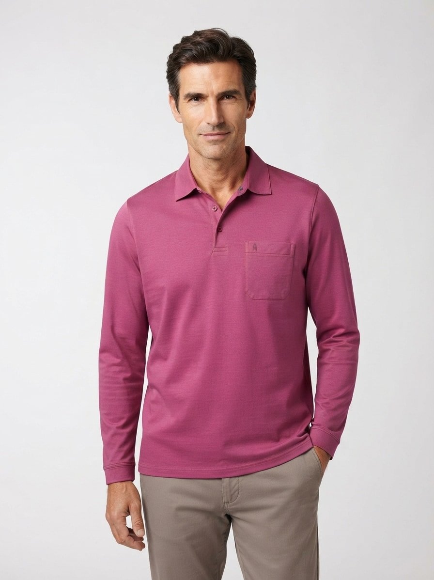 Polo-Shirt Soft-Knit Easy Care, Baumwoll-Piqué, himbeere melange