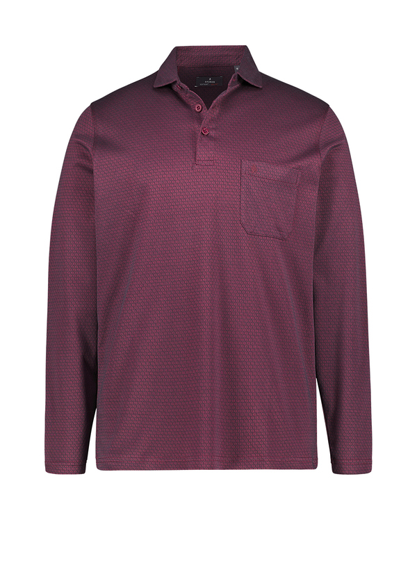 Polo-Shirt Soft-Knit Easy Care, Brusttasche, Baumwoll-Jersey, dunkelrot-schwarz meliert