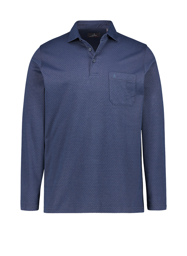Polo-Shirt Soft-Knit Easy Care, Baumwoll-Jersey, blau gemustert