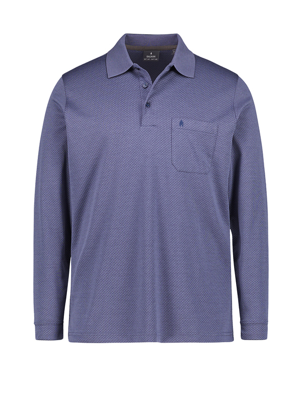 Polo-Shirt Soft-Knit Easy Care, Baumwoll-Jersey, blau gemustert