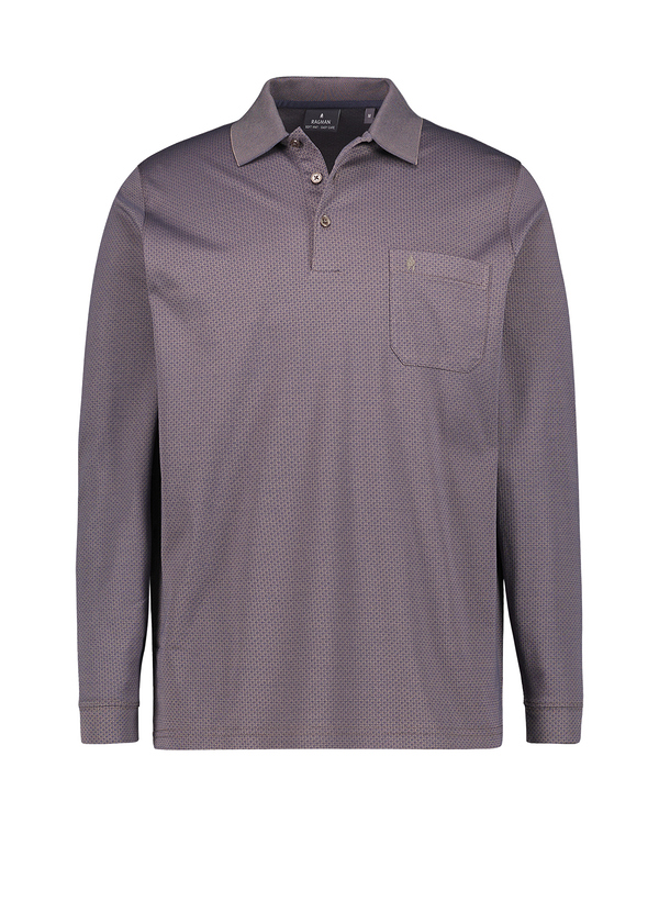 Polo-Shirt Soft-Knit Easy Care, Baumwoll-Jersey, dunkelblau-braun gemustert