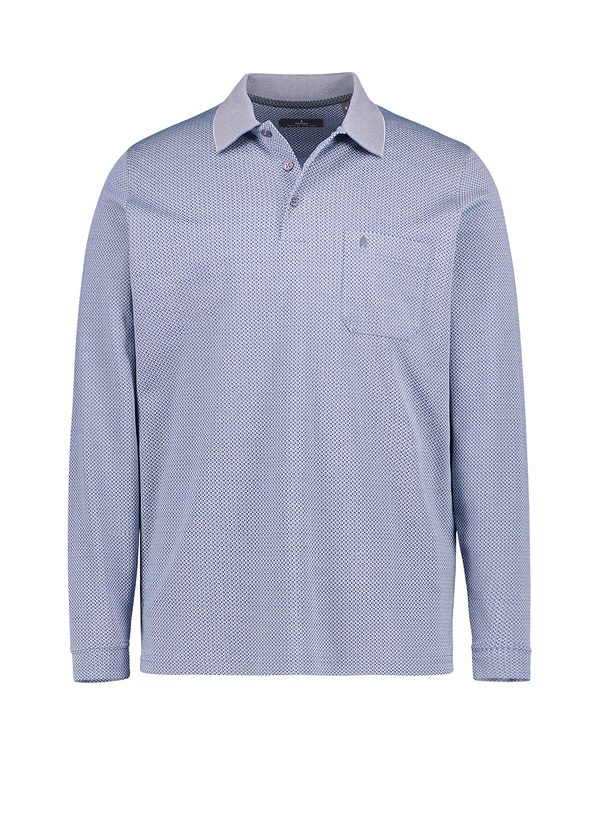 Polo-Shirt Soft-Knit Easy Care, Baumwoll-Jersey, blau gemustert