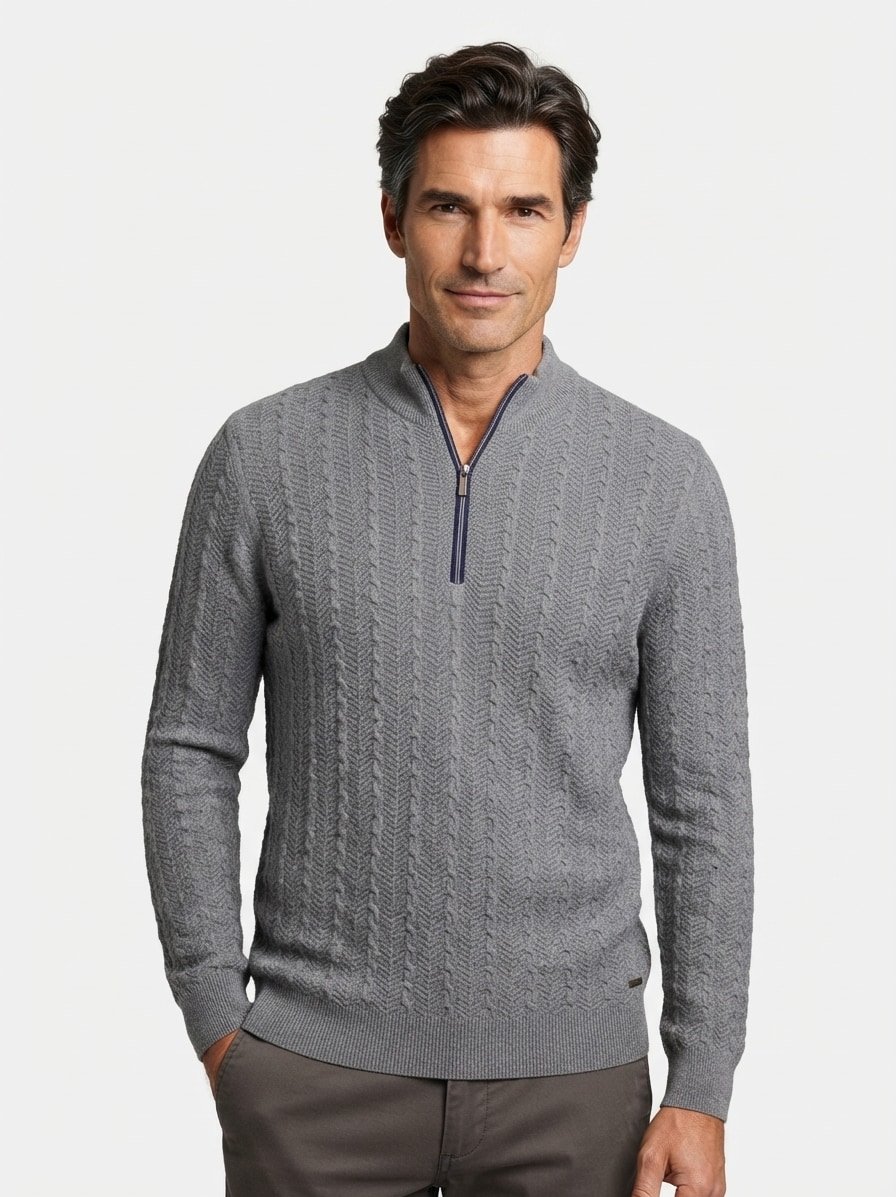 Pullover, Baumwolle-Kaschmir, grau