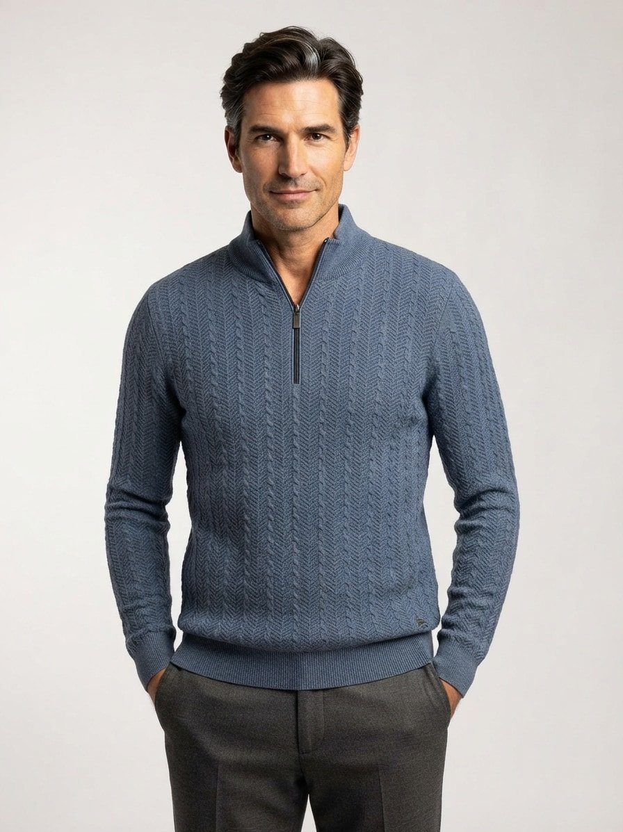 Pullover, Baumwolle-Kaschmir, blau