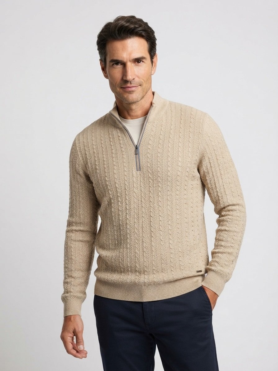 Pullover, Baumwolle-Kaschmir, beige