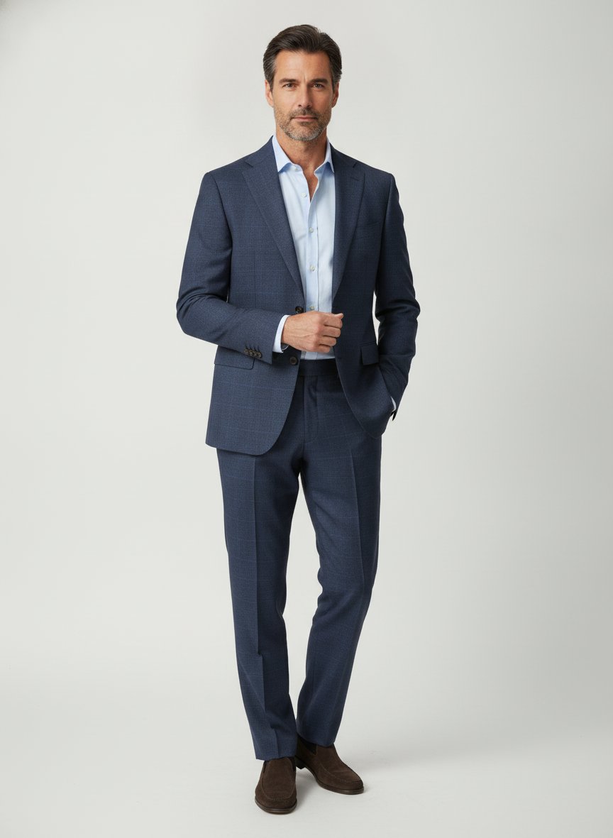 Anzug Steven-Stevenson, Modern Fit, Schurwolle Super100, dunkelblau meliert