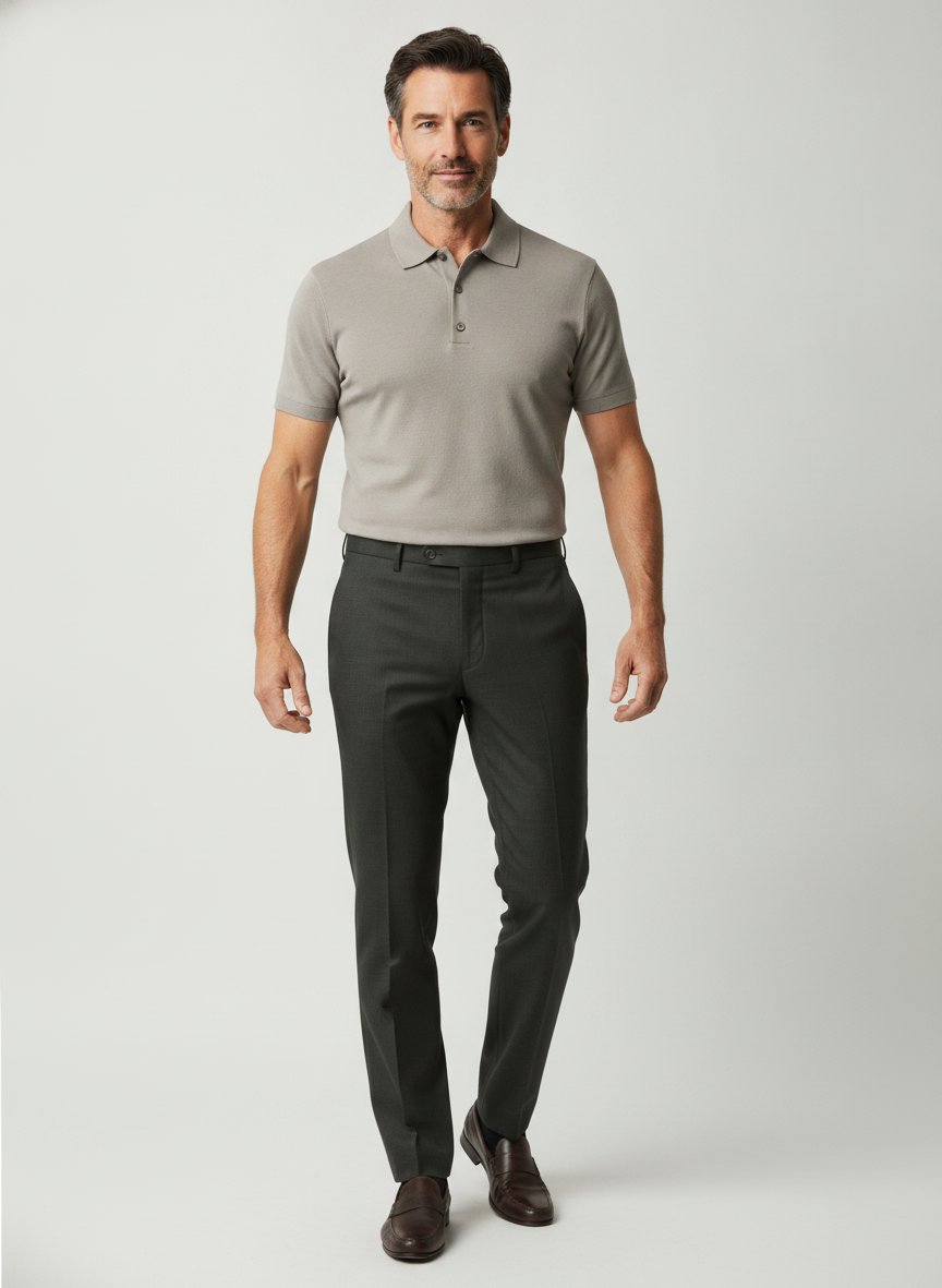 Hose Sven, Modern Fit, Woll-Stretch, dunkelgrün meliert